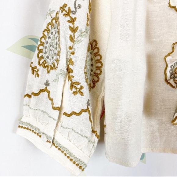 NEW ZARA Cottage Core Embroidered Boho Blouse XS - Picture 6 of 10